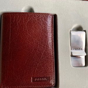 Vintage Brown Fossil Wallet with Money Clip